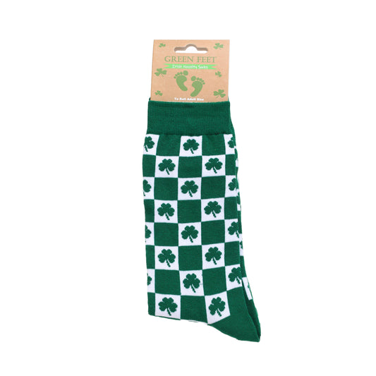 Chequered Shamrock Socks Green