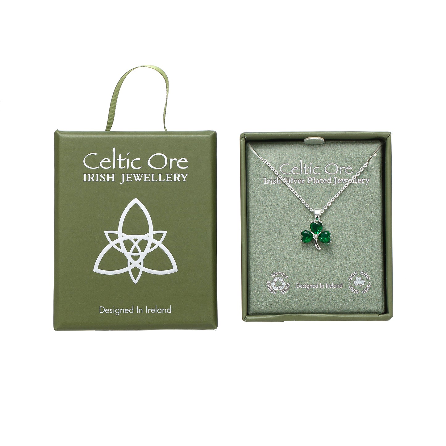 3 Stone Emerald Shamrock Pendant